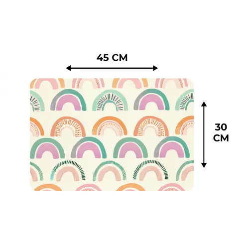 Regenboog - Pastel - Patroon Placemat vinyl groot -specs