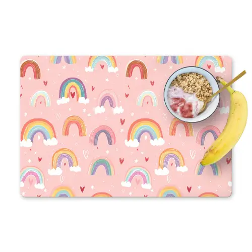 Regenboog - Patroon - Pastel - Handgetekend Placemat vinyl groot -zzzproduct_Kitchenyeah-website