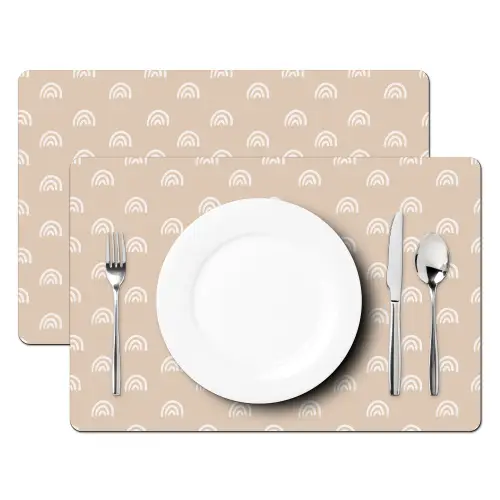 Regenboog - Patronen - Beige - Kinderen Placemat vinyl groot -zzsfeer2_Kitchenyeah-website