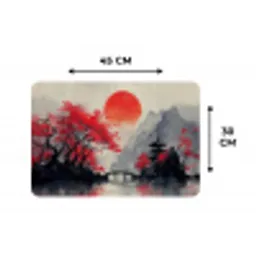 Rode zon - Rivier - brug - Bomen Placemat vinyl groot -specs