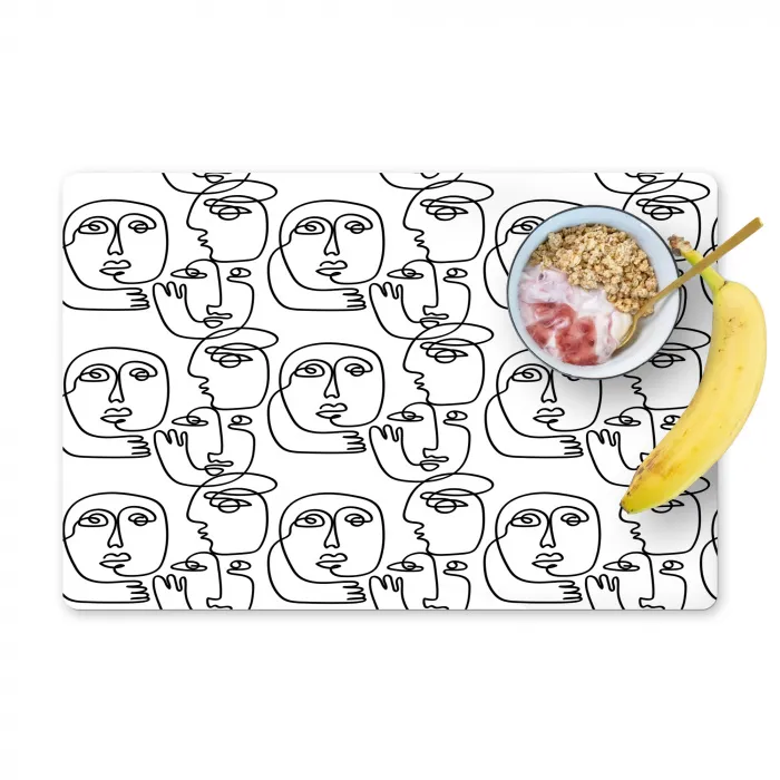 Herhaling - Gezichten - Expressie Placemat vinyl groot 368 -zzzproduct_Kitchenyeah-website