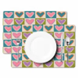Retro - Kleuren - Patroon - Hartjes Placemat vinyl groot 368 -zzsfeer2_Kitchenyeah-website