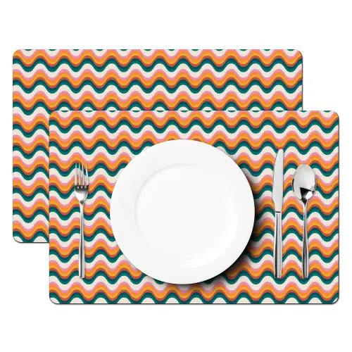 Retro - Disco - Golven - Kleur Placemat vinyl groot 368 -zzsfeer2_Kitchenyeah-website