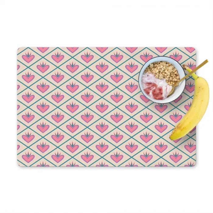 Retro - Ruit - Hartjes - Patroon Placemat vinyl groot 368 -zzzproduct_Kitchenyeah-website