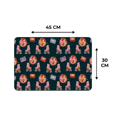 Rolschaatsen - Patroon - Disco Placemat vinyl groot 368 -specs