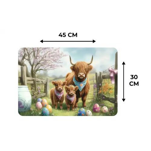 Schotsehooglanders - Paaseieren - Lente Placemat vinyl groot -specs