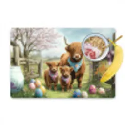 Schotsehooglanders - Paaseieren - Lente Placemat vinyl groot -zzzproduct_Kitchenyeah-website