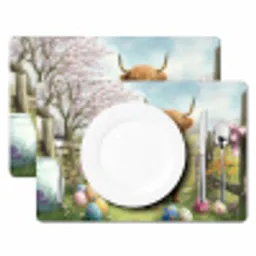 Schotsehooglanders - Paaseieren - Lente Placemat vinyl groot -zzsfeer2_Kitchenyeah-website