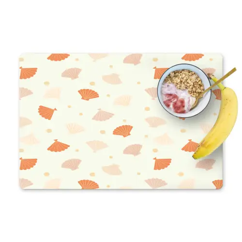 Zee - Dieren - Schelpen - Sinaasappel Placemat vinyl groot 368 -zzzproduct_Kitchenyeah-website