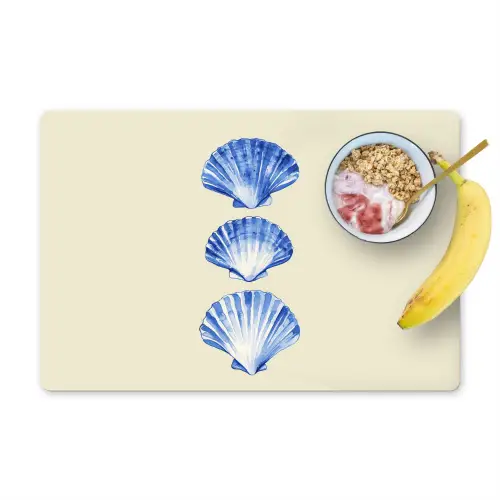 Schelpen - Blauw - Beige Placemat vinyl groot -zzzproduct_Kitchenyeah-website