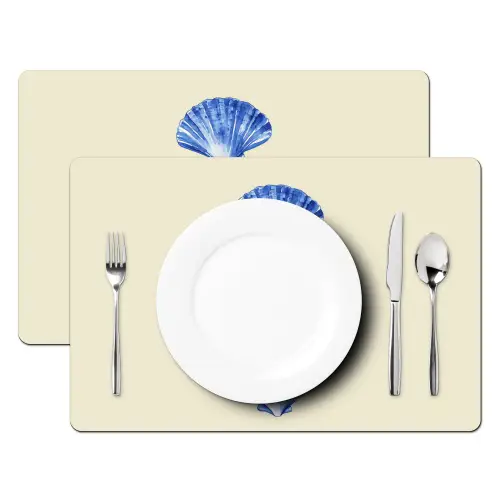 Schelpen - Blauw - Beige Placemat vinyl groot -zzsfeer2_Kitchenyeah-website