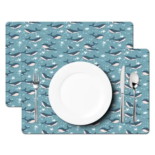 Klein - Oceaan - Walvis - Zeester Placemat vinyl groot 368 -zzsfeer2_Kitchenyeah-website