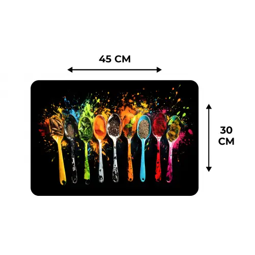 Lepels - Kruiden - Modern - Graffiti - Verf - Kleurrijk Placemat vinyl groot -specs