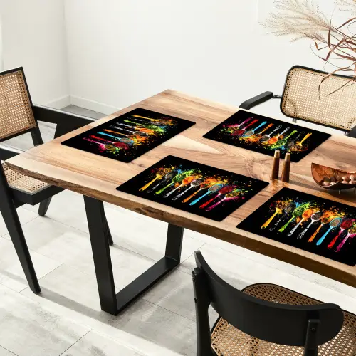 Lepels - Kruiden - Modern - Graffiti - Verf - Kleurrijk Placemat vinyl groot -zzsfeer4_Kitchenyeah-website