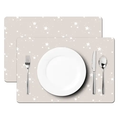 Sterren - Beige - Wit - Patronen Placemat vinyl groot -zzsfeer2_Kitchenyeah-website