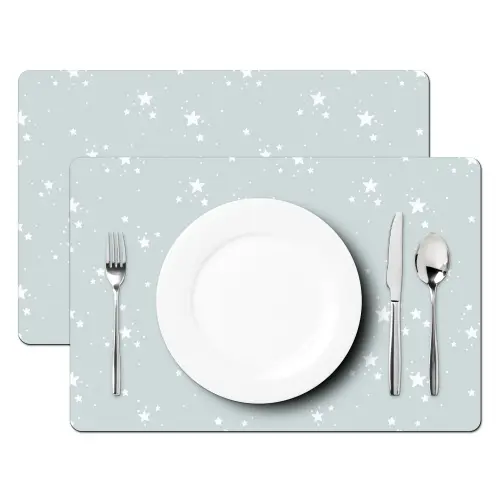 Sterren - Blauw - Grijs - Wit - Patronen Placemat vinyl groot -zzsfeer2_Kitchenyeah-website