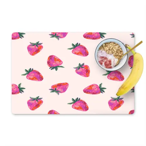 Aardbeien - Rood - Roze - Patroon Placemat vinyl groot 368 -zzzproduct_Kitchenyeah-website