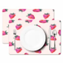 Aardbeien - Rood - Roze - Patroon Placemat vinyl groot 368 -zzsfeer2_Kitchenyeah-website
