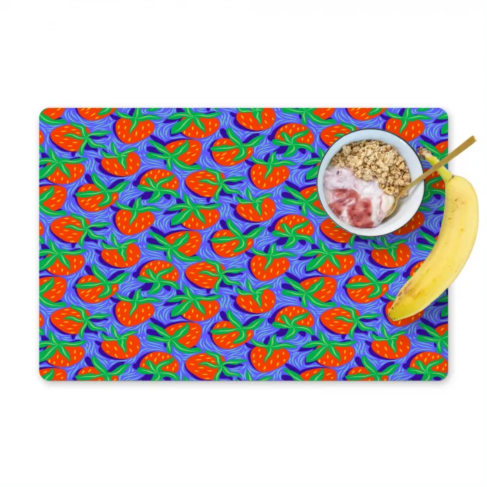 Aardbei - Rood - Zaadjes Placemat vinyl groot 368 -zzzproduct_Kitchenyeah-website