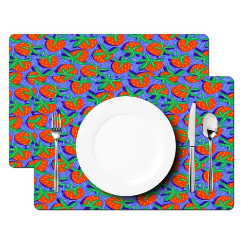 Aardbei - Rood - Zaadjes Placemat vinyl groot 368 -zzsfeer2_Kitchenyeah-website