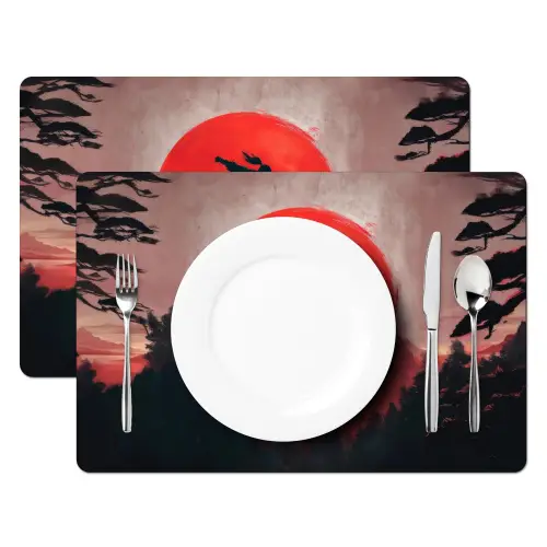 Zon - Krijger - Bomen - Bergen Placemat vinyl groot -zzsfeer2_Kitchenyeah-website