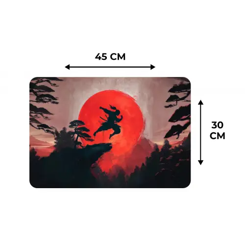 Zon - Krijger - Bomen - Bergen Placemat vinyl groot -specs
