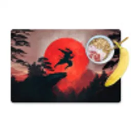 Zon - Krijger - Bomen - Bergen Placemat vinyl groot -zzzproduct_Kitchenyeah-website