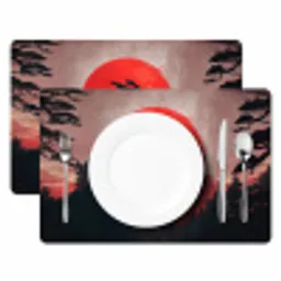 Zon - Krijger - Bomen - Bergen Placemat vinyl groot -zzsfeer2_Kitchenyeah-website
