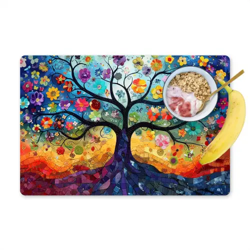 Boom - Kleurrijk - Bloemen - Kunst - Abstract Placemat vinyl groot -zzzproduct_Kitchenyeah-website