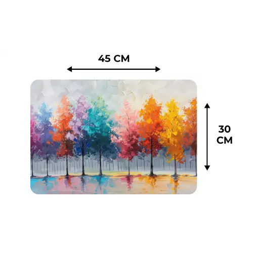 Bomen - Kleurrijk - Natuur - Abstract Placemat vinyl groot -specs
