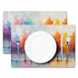 Bomen - Kleurrijk - Natuur - Abstract Placemat vinyl groot -zzsfeer2_Kitchenyeah-website