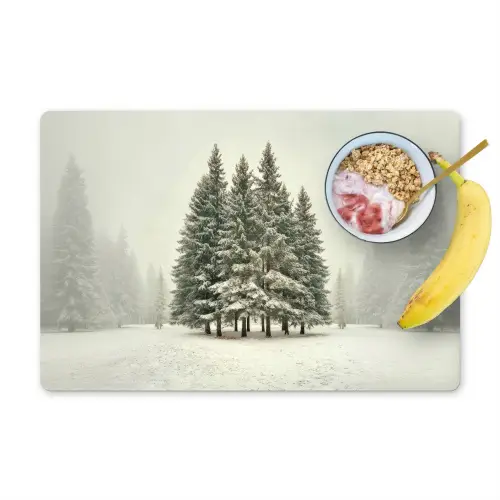 Bomen - Sneeuw - Wit Placemat vinyl groot -zzzproduct_Kitchenyeah-website