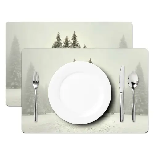 Bomen - Sneeuw - Wit Placemat vinyl groot -zzsfeer2_Kitchenyeah-website