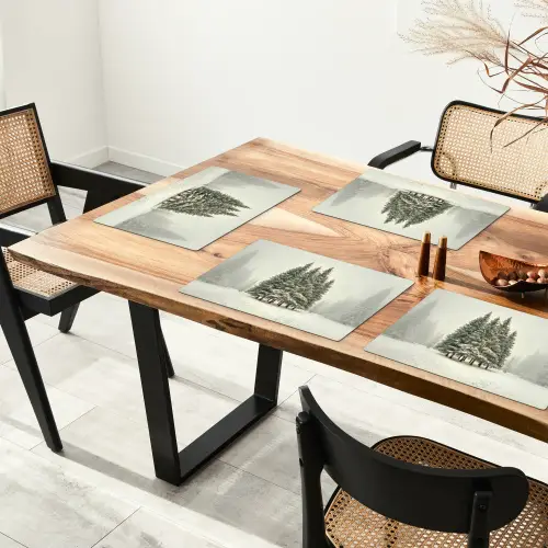 Bomen - Sneeuw - Wit Placemat vinyl groot -zzsfeer4_Kitchenyeah-website