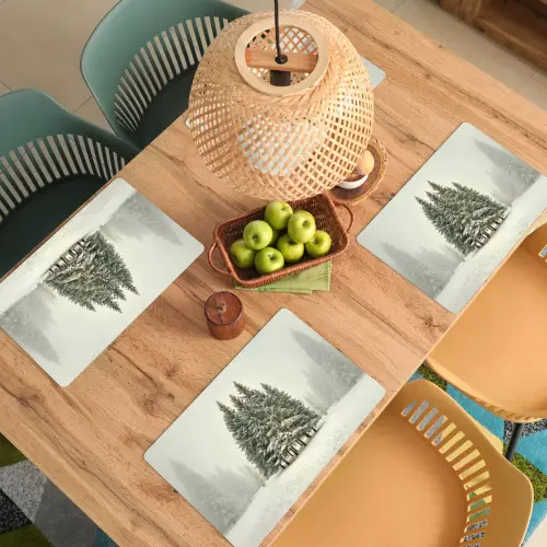 Bomen - Sneeuw - Wit Placemat vinyl groot -zzsfeer5_Kitchenyeah-website