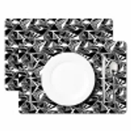 Driehoeken - Geometrisch - Zwart - Wit Placemat vinyl groot 368 -zzsfeer2_Kitchenyeah-website