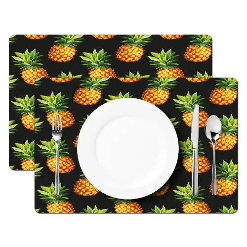 Tropische - Ananas - Zwart Placemat vinyl groot 368 -zzsfeer2_Kitchenyeah-website