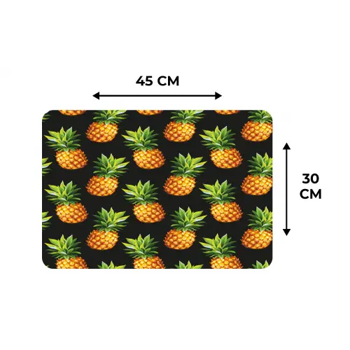 Tropische - Ananas - Zwart Placemat vinyl groot 368 -specs