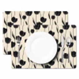 Tulpen - Patroon - Zwart Placemat vinyl groot 368 -zzsfeer2_Kitchenyeah-website