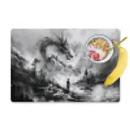 Krijger - Draak - Grijs Placemat vinyl groot -zzzproduct_Kitchenyeah-website