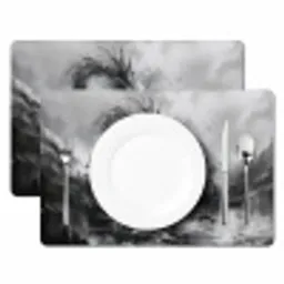 Krijger - Draak - Grijs Placemat vinyl groot -zzsfeer2_Kitchenyeah-website