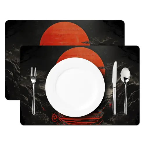 Krijger - Rode trappen - Zon - Berg Placemat vinyl groot -zzsfeer2_Kitchenyeah-website