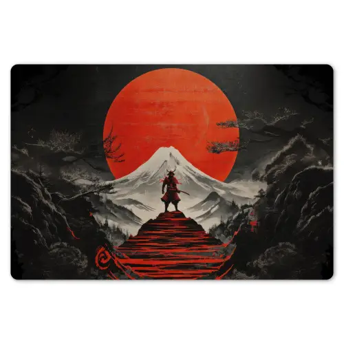 Krijger - Rode trappen - Zon - Berg Placemat vinyl groot -zzsfeer1_Kitchenyeah-website
