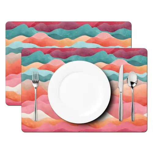 Golven - Kleurrijk - Abstract Placemat vinyl groot -zzsfeer2_Kitchenyeah-website