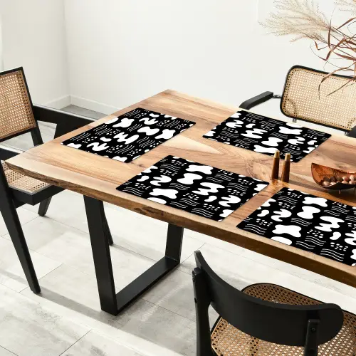 Wit - Zwart - Dynamisch - Patroon Placemat vinyl groot 368 -zzsfeer4_Kitchenyeah-website