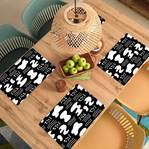 Wit - Zwart - Dynamisch - Patroon Placemat vinyl groot 368 -zzsfeer5_Kitchenyeah-website