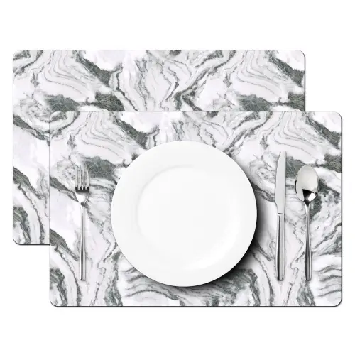 Wit - Marmer - Golvend - Grafiet Placemat vinyl groot 368 -zzsfeer2_Kitchenyeah-website