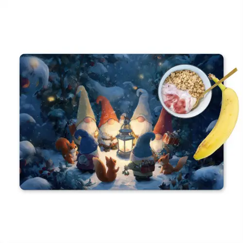 Winter - Gnooms - Eekhoorns - Meerkleurig Placemat vinyl groot -zzzproduct_Kitchenyeah-website