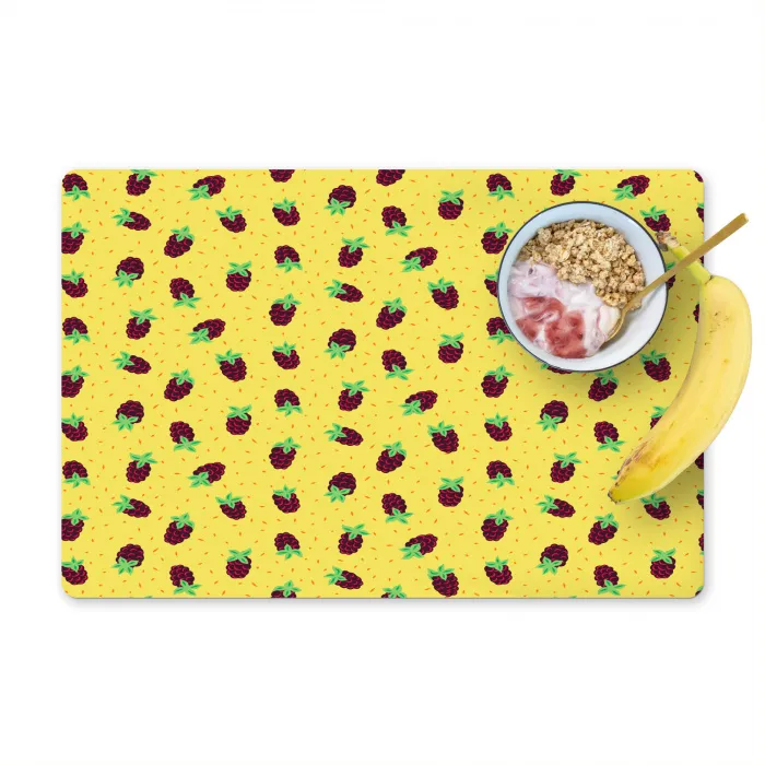 Geel - Frambozen - Patroon Placemat vinyl groot 368 -zzzproduct_Kitchenyeah-website