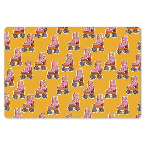 Geel - Rolschaatsen - Patroon Placemat vinyl groot 368 -zzsfeer1_Kitchenyeah-website